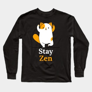 Stay Zen Meditation Yoga Pose Cat Long Sleeve T-Shirt